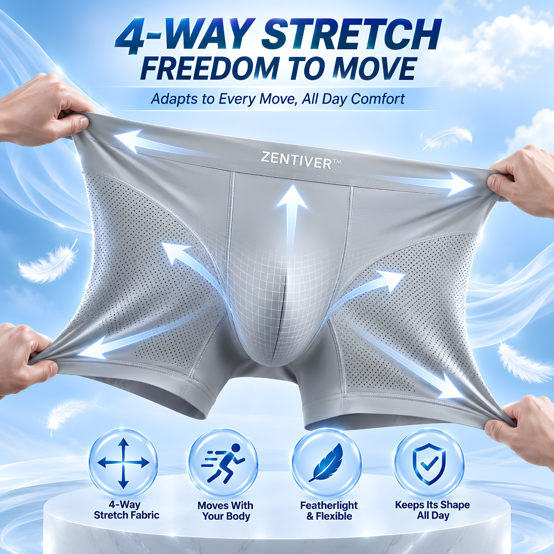 🔥 SUMMER SALE 60% OFF 🌬️ ZENTIVER™ Washable Ultra-Cooling Silk Leakproof Boxers 🍃