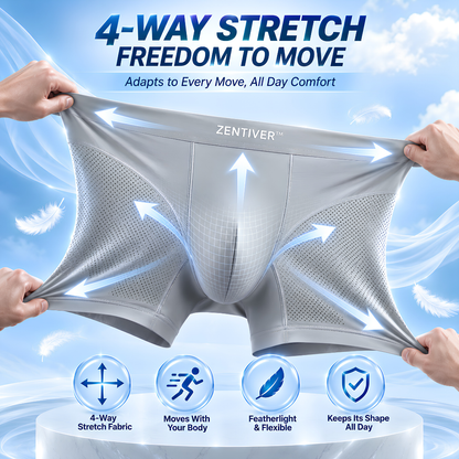 🔥 SUMMER SALE 60% OFF 🌬️ ZENTIVER™ Washable Ultra-Cooling Silk Leakproof Boxers 🍃