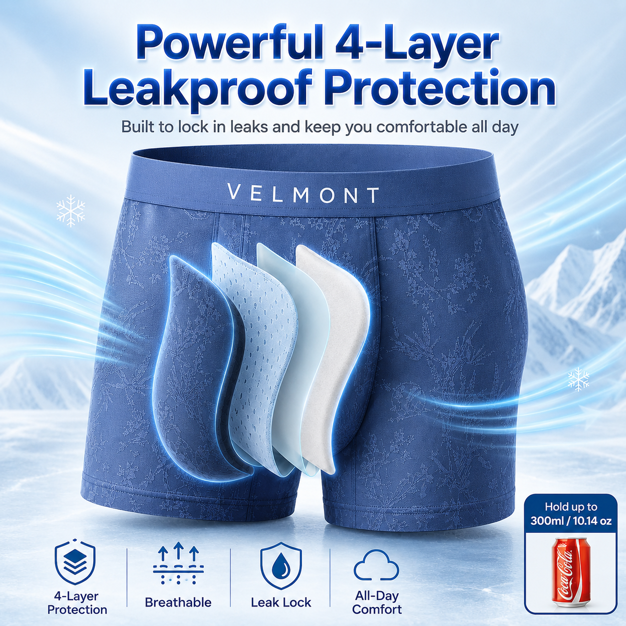 🌊 LAST DEAL 70% OFF ❄ Velmont™ Premium Leakproof Ice Silk Jacquard Men's Boxer