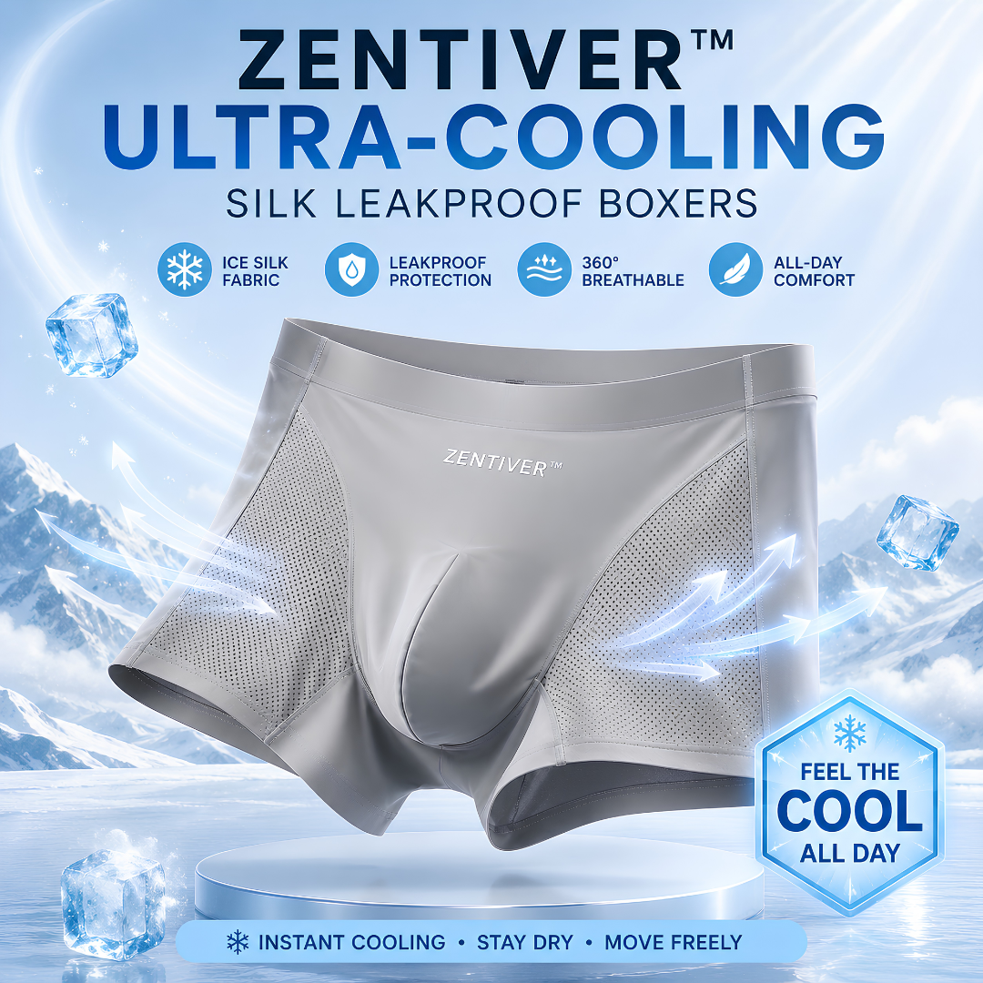 🔥 SUMMER SALE 60% OFF 🌬️ ZENTIVER™ Washable Ultra-Cooling Silk Leakproof Boxers 🍃