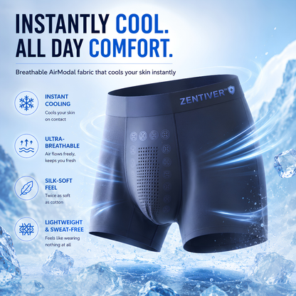 🔥 HOT SUMMER SALE 60% OFF 🔥 Zentiver™ Ice-Cool Leakproof AirModal Boxers – Stay Dry, Cool & Confident ❄️
