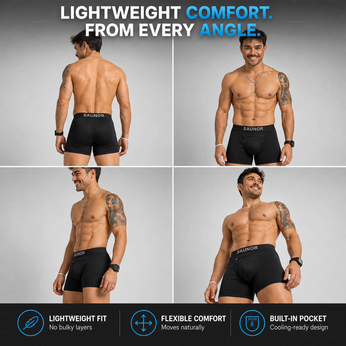 🔥LAST DAY 70% OFF🔥SAUNOR™ Sauna Cooling Briefs for Men – 100% Cotton Cooling Underwear