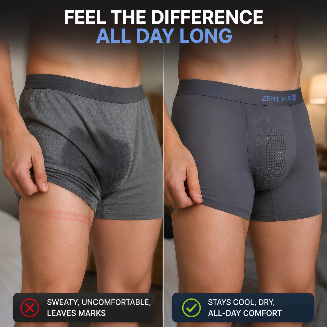 🔥 HOT SUMMER SALE 60% OFF 🔥 Zentiver™ Ice-Cool Leakproof AirModal Boxers – Stay Dry, Cool & Confident ❄️