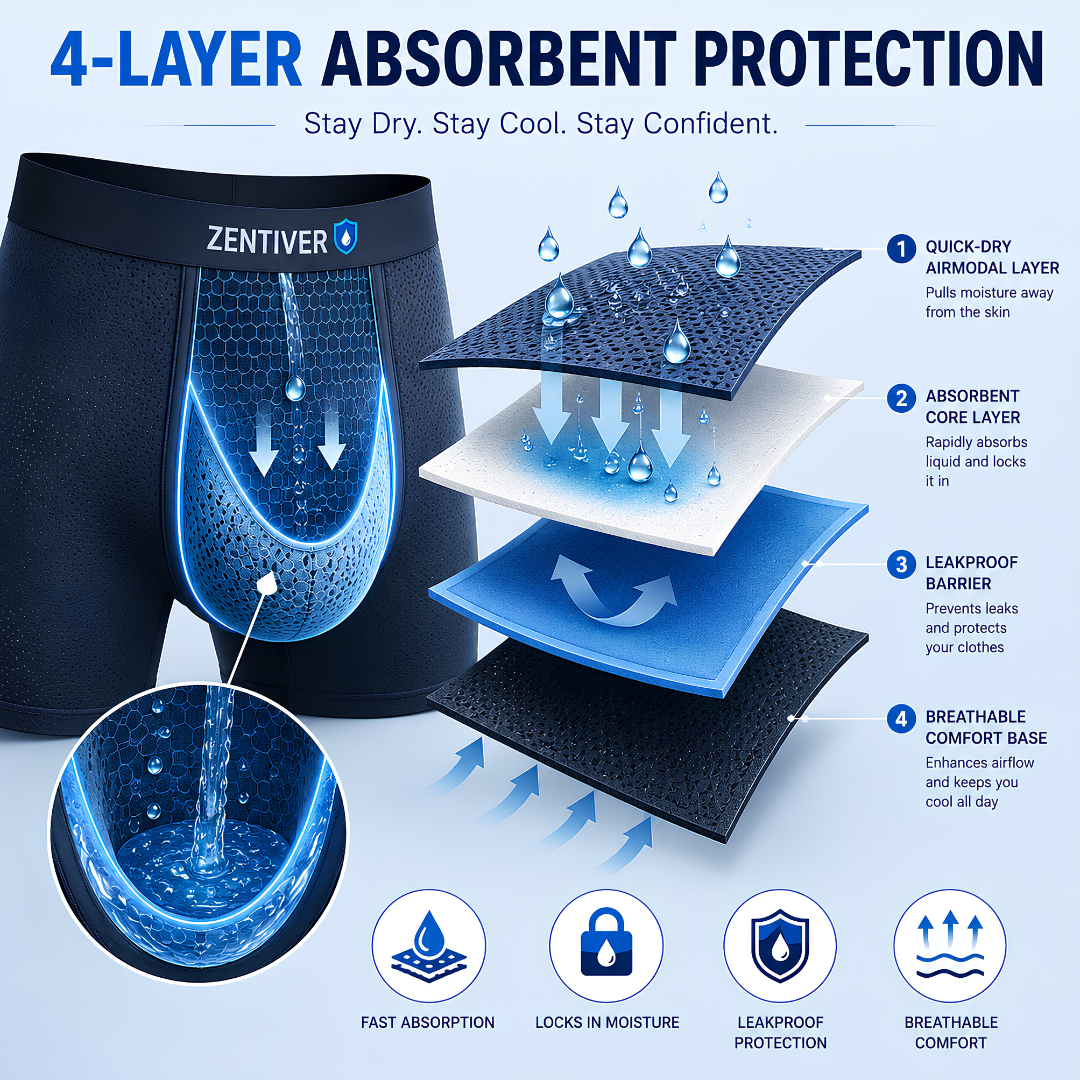 🔥 HOT SUMMER SALE 60% OFF 🔥 Zentiver™ Ice-Cool Leakproof AirModal Boxers – Stay Dry, Cool & Confident ❄️
