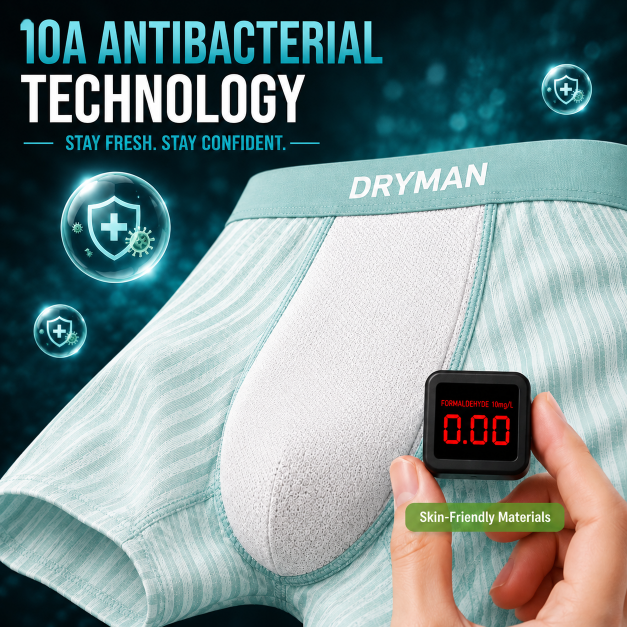 💥LAST DAY 70% OFF💥DryMan™ Ultra-Light IceSilk Leakproof Support Boxer for Men