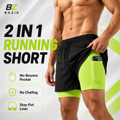 NEW UPGRADED - 60% OFF 🔥 BAZIK™ 2-in-1 Running Gym Shorts with Phone Pockets