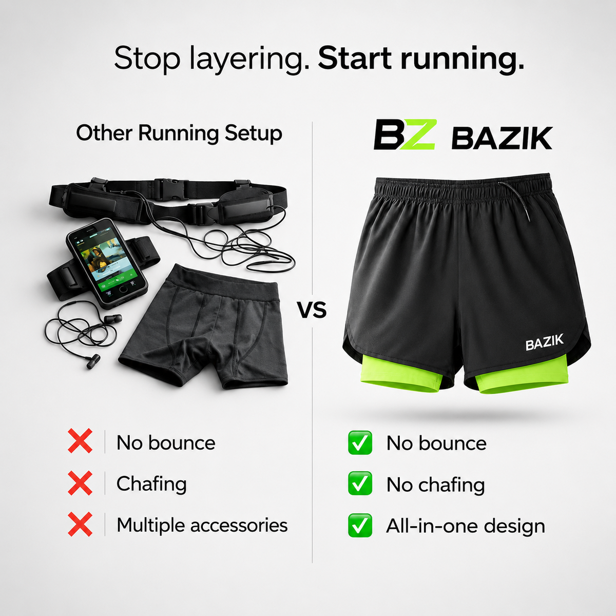 NEW UPGRADED - 60% OFF 🔥 BAZIK™ 2-in-1 Running Gym Shorts with Phone Pockets
