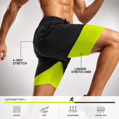 NEW UPGRADED - 60% OFF 🔥 BAZIK™ 2-in-1 Running Gym Shorts with Phone Pockets