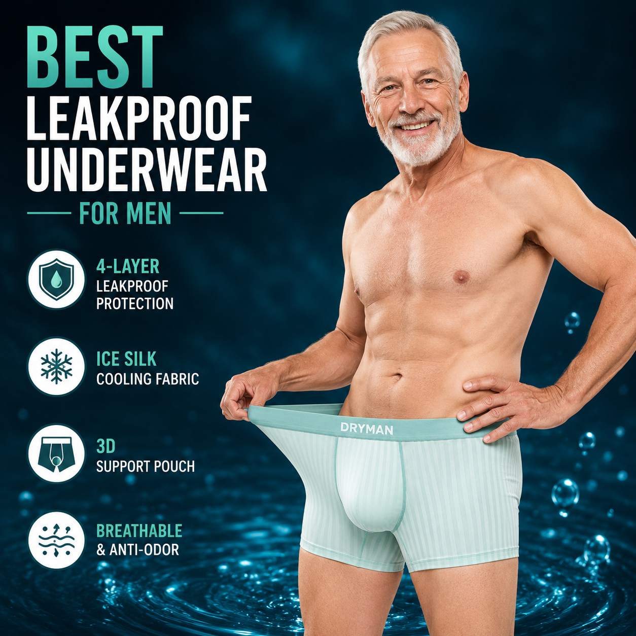 💥LAST DAY 70% OFF💥DryMan™ Ultra-Light IceSilk Leakproof Support Boxer for Men
